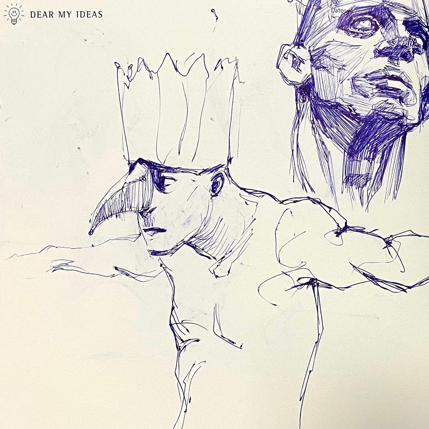 drawing, blue, pen